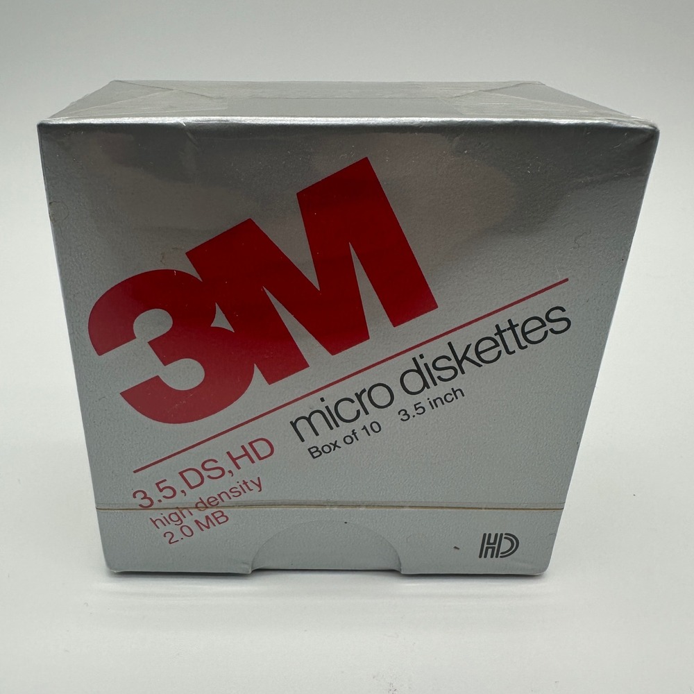 3M 3.5" Micro Diskettes DS HD 2.0MB Box of 10 Vintage 1987 12513 Sealed